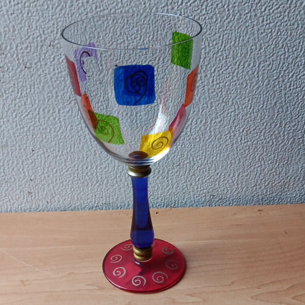 3 Royal Danube HandPainted Crystal Goblets/Glasses Made In Romania